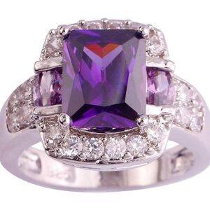 925 Sterling silver Amethyst Promise Ring